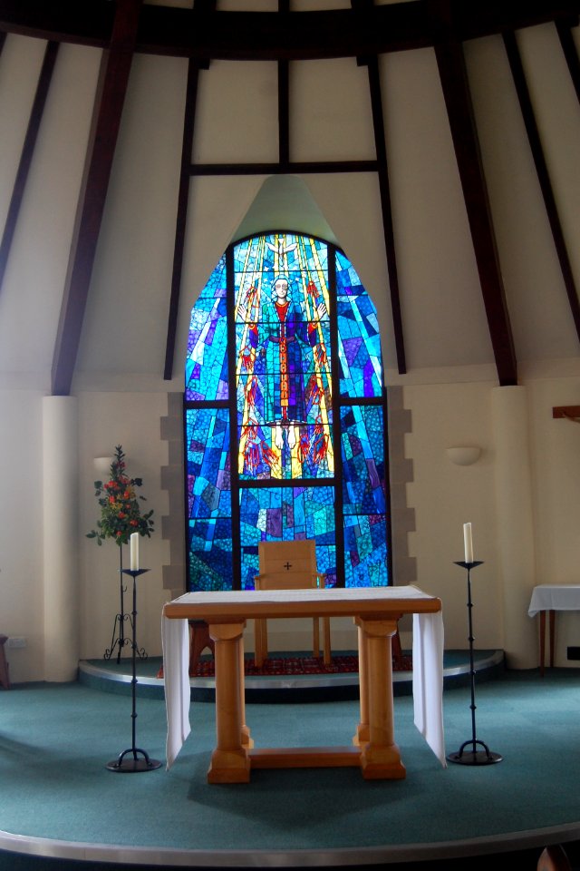 Church of Our Lady Queen of Apostles, Martin Road, Bishop's Waltham (May 2019) (Altar and Stained Glass)
