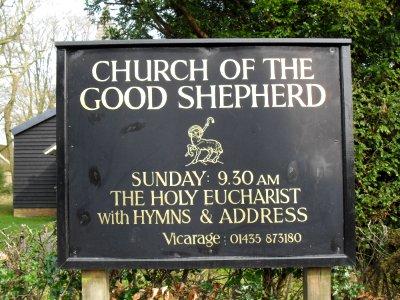 Church of the Good Shepherd, A267, Five Ashes (March 2011) (Signboard)