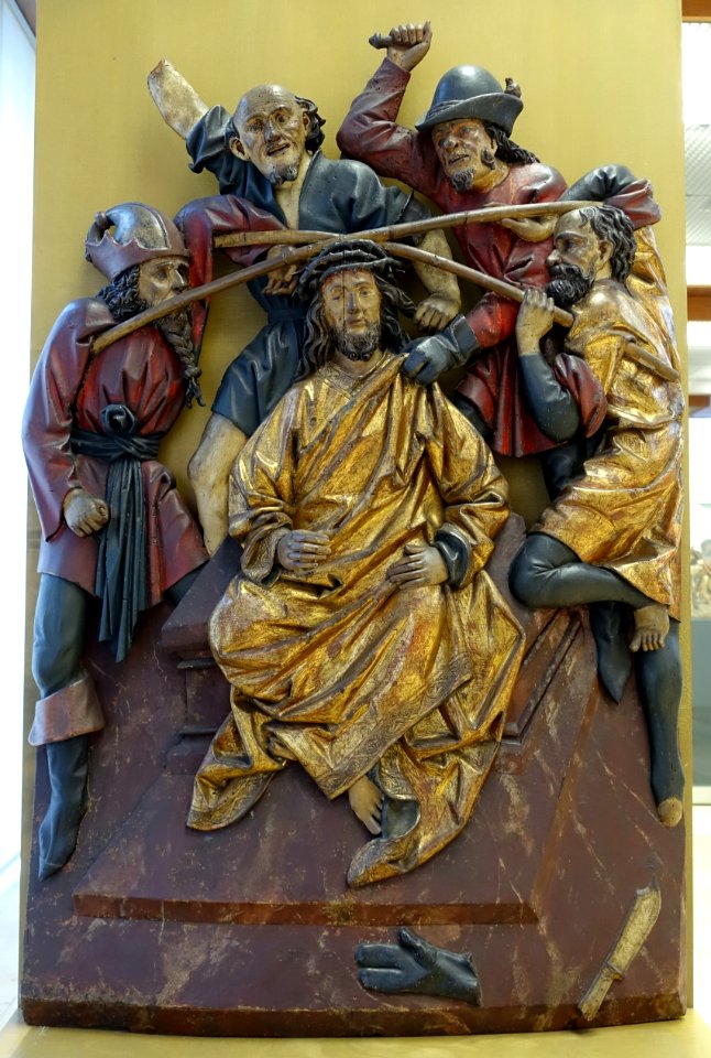 Christ crowned with thorns, Upper Bavaria, c. 1500, limewood, polychrome - Germanisches Nationalmuseum - Nuremberg, Germany - DSC03000
