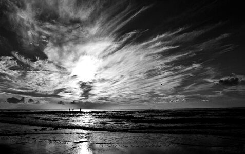 Beach black and white water photo