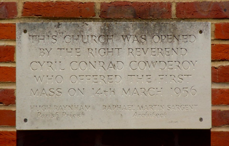 Church of the Holy Family, Alma Road, Heath End, Farnham (May 2015) (Foundation Stone)