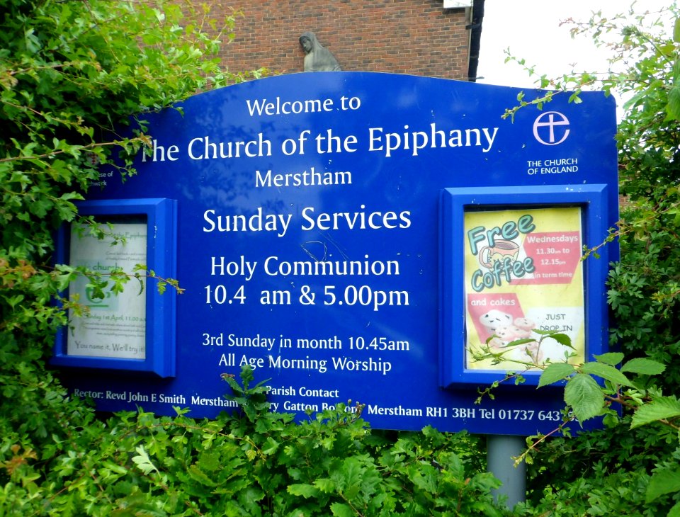 Church of the Epiphany, Mansfield Drive, Merstham (June 2013) (Signboard)
