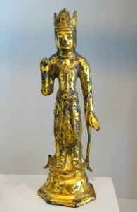 Crowned Bodhisattva, probably Mahasthamaprapta, Korea, Three Kingdoms period, probably Paekche kingdom, 600-650 AD, gilt bronze - Arthur M. Sackler Museum, Harvard University - DSC00875