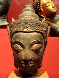 Crowned Buddha Head, Ayutthaya, Thailand, 16th century AD, leaded bronze with traces of gilding - San Diego Museum of Art - DSC06409 photo