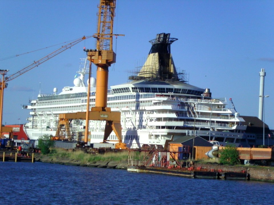 Cruise ship Artemis becoming Artania in at the Lloyd shipyard
