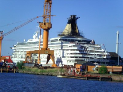 Cruise ship Artemis becoming Artania in at the Lloyd shipyard