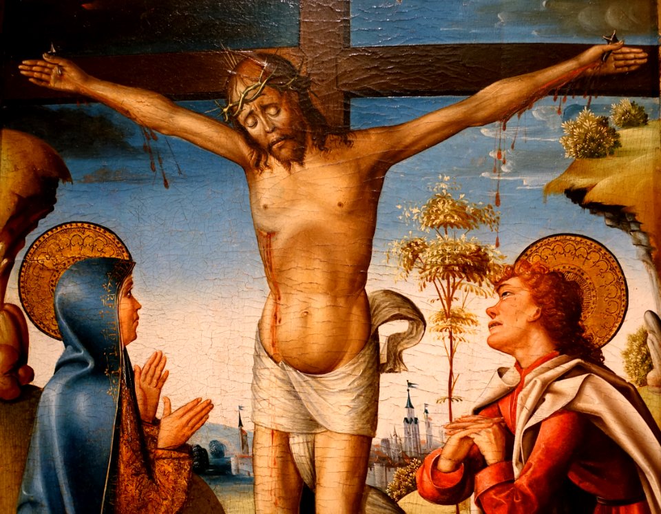 Crucifixion by the Astorga Master, Spanish, detail, 1510-1530, oil on panel - Currier Museum of Art - Manchester, NH - DSC07276