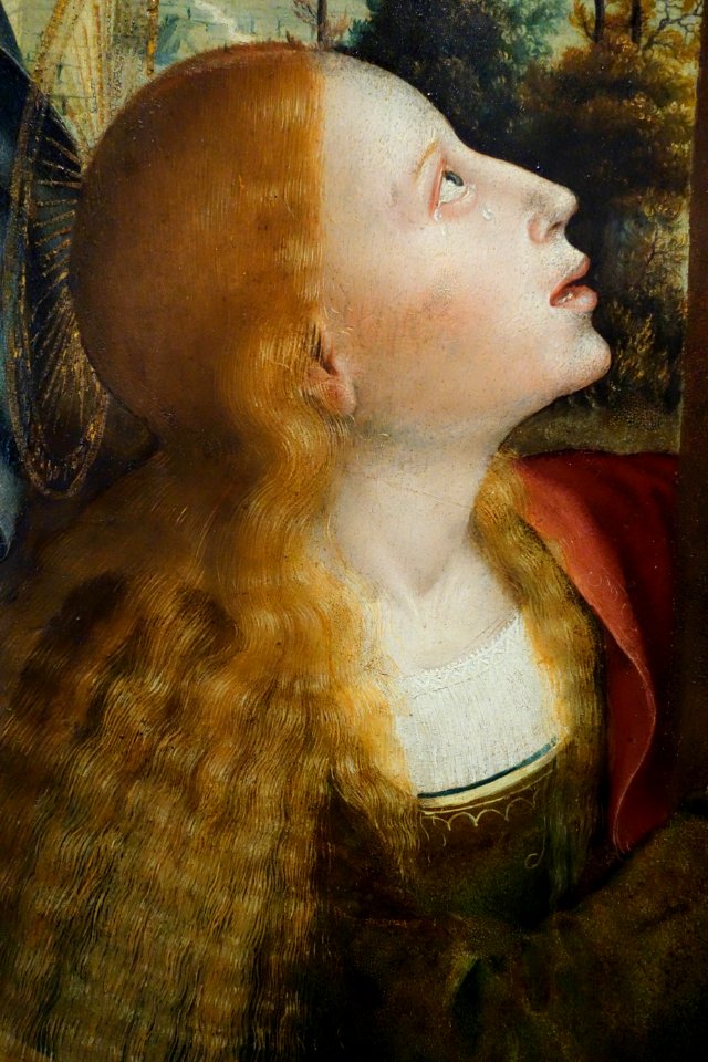 Crucifixion of Jesus Christ, unknown painter, view 3, second quarter of the 16th century, oil on wood - Museo Diocesano (Genoa) - DSC01477