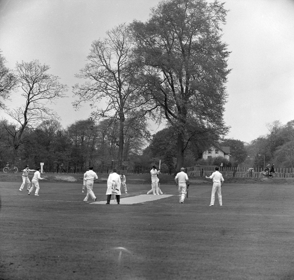 Cricketseizoen geopend Haarlem tegen VRA Spelmoment voor de Lunch, Bestanddeelnr 915-1512
