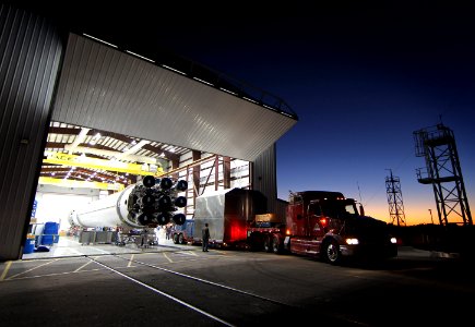 CRS-2 Dragon arrives at hangar