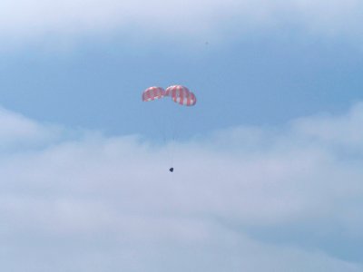 CRS-1 Dragon Parachutes on Descent photo
