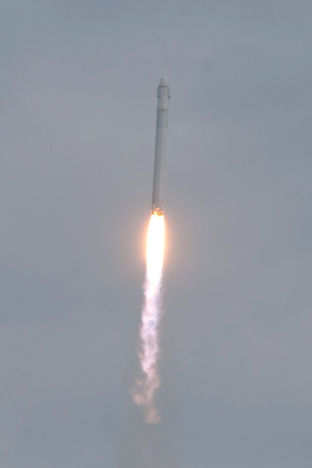 CRS-2 Dragon and Falcon 9 in flight
