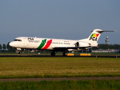 CS-TPF PGA Portugalia Fokker 100 take-off from Schiphol (AMS - EHAM), The Netherlands, 17may2014, pic-1