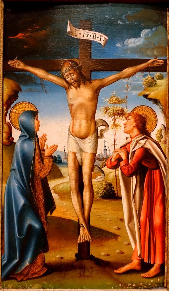 Crucifixion by the Astorga Master, Spanish, 1510-1530, oil on panel - Currier Museum of Art - Manchester, NH - DSC07274