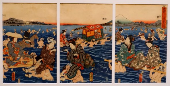 Crossing the Oi River, Utagawa Kunisada I, 1853, print - Jordan Schnitzer Museum of Art, University of Oregon - Eugene, Oregon - DSC09322