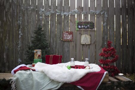 Christmas milk and cookies decorations photo