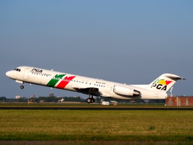 CS-TPF PGA Portugalia Fokker 100 take-off from Schiphol (AMS - EHAM), The Netherlands, 17may2014, pic-2