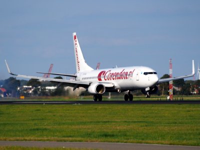 CS-TQU Corendon Dutch Airlines Boeing 737-8K2(WL) landing at Schiphol