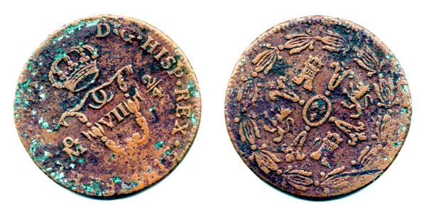 Cuartilla de México de 1816 (anverso y reverso)