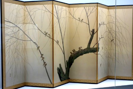 Crow and Sparrows, 2 of 2, by Shunso Hishida, 1910, color on paper - National Museum of Modern Art, Tokyo - DSC06661