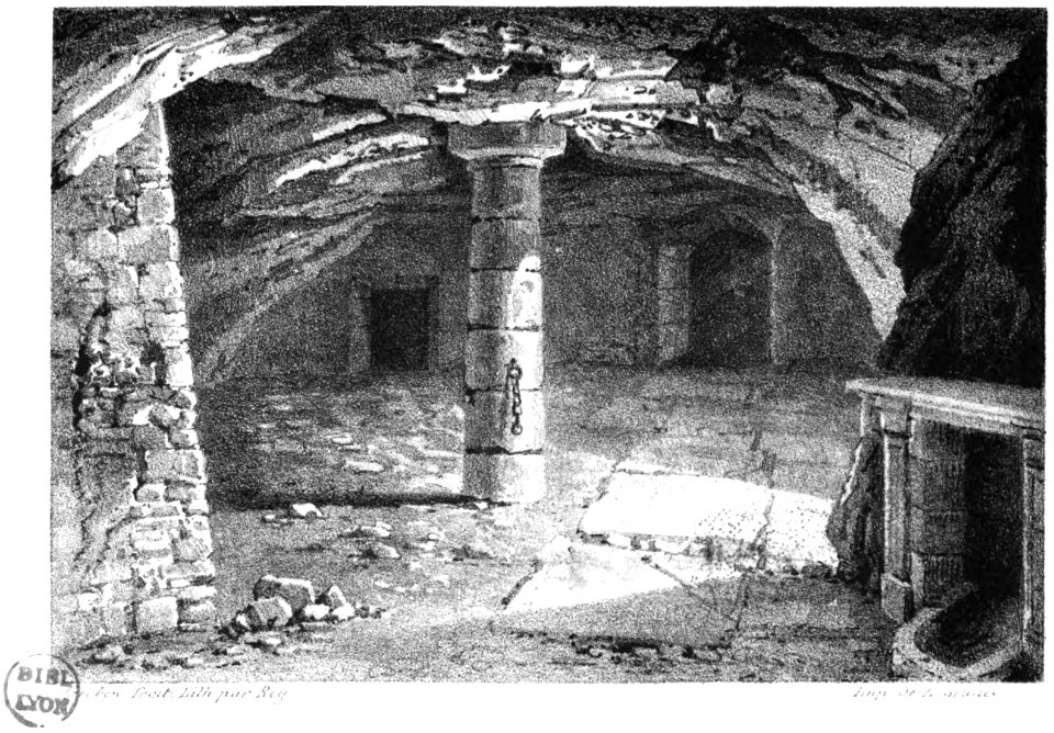 Crypte de saint Pothin, lithographie d'après Jean-Michel Grobon