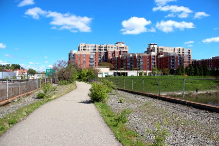 Crystal City buildings from Richmond Highway, April 2019