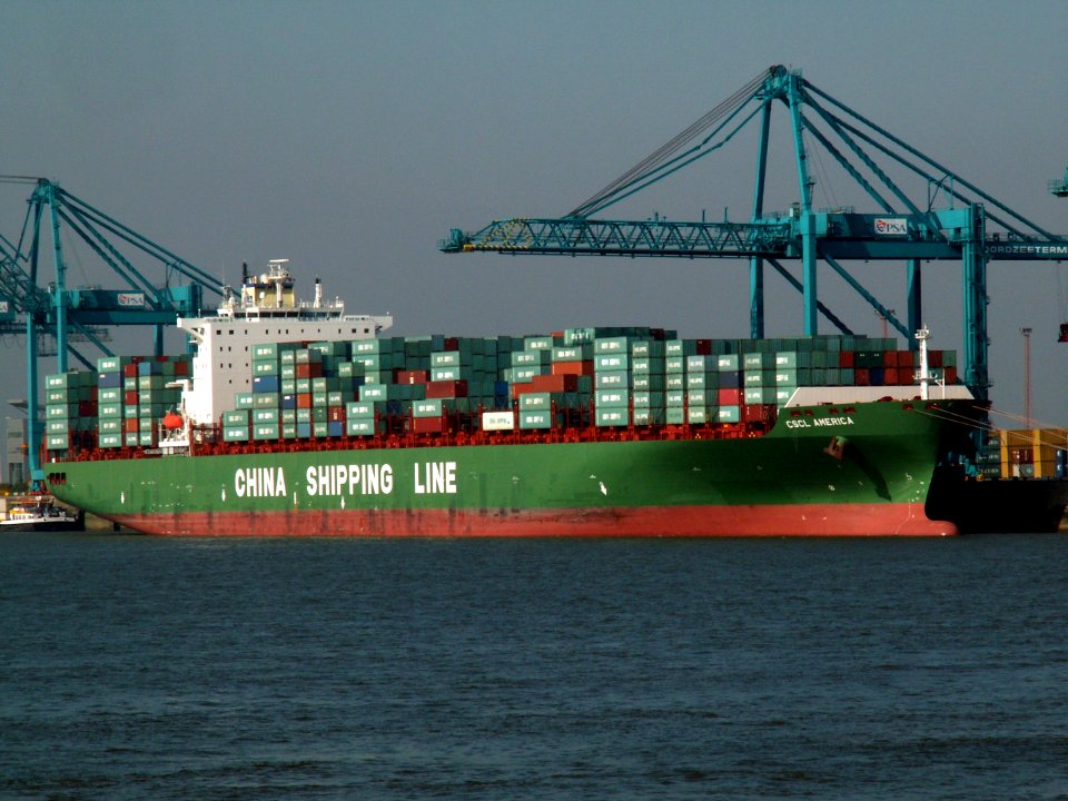 CSCL America IMO 9285990 , at Port of Antwerp, Belgium 11-Oct-2005