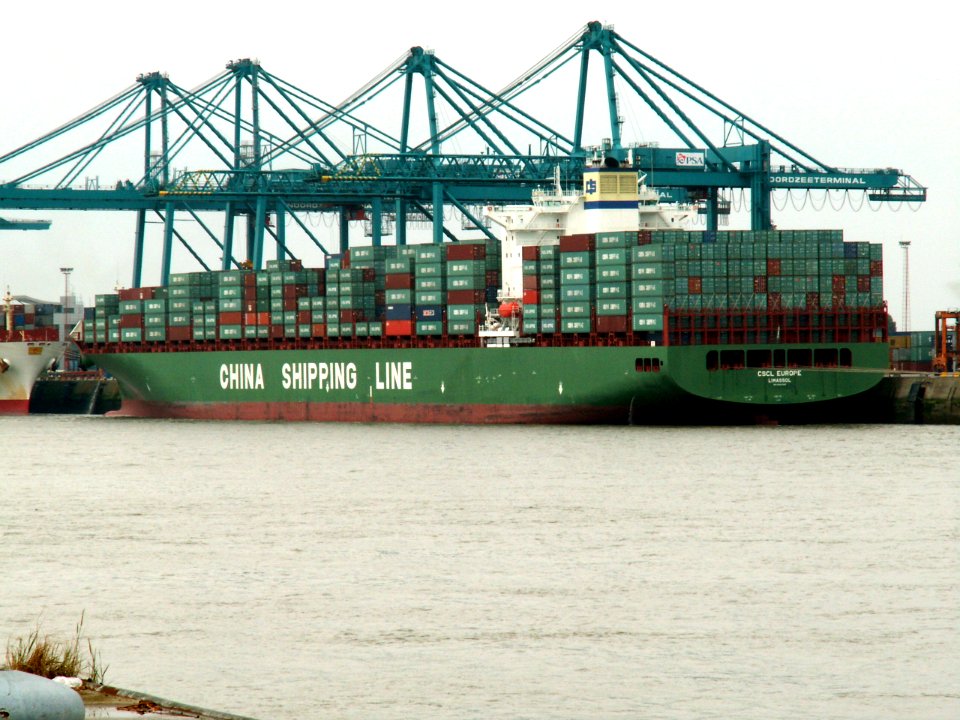 CSCL Europe IMO 9285988 27Jul05 Antw, at Port of Antwerp, Belgium 27-Jul-2005