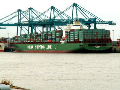 CSCL Europe IMO 9285988 27Jul05 Antw, at Port of Antwerp, Belgium 27-Jul-2005