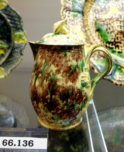 Cream pot, England, likely Yorkshire, maybe Rothwell Pottery, 1770-1780, creamware with underglaze metalic oxides, HD 66.136 - Flynt Center of Early New England Life - Deerfield, Massachusetts - DSC04473