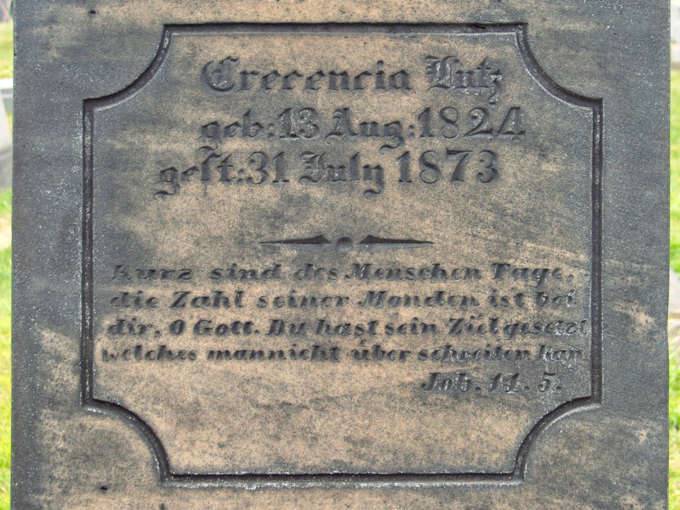 Crecencia Lutz Monument, St. Mary’s Cemetery, Ross Township, 2015-08-18, 02