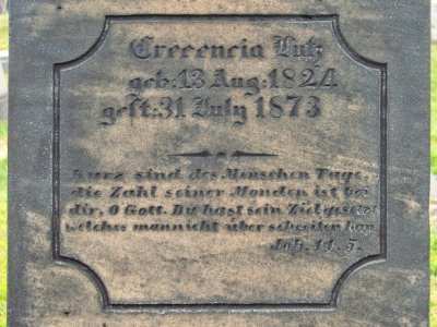 Crecencia Lutz Monument, St. Mary’s Cemetery, Ross Township, 2015-08-18, 02