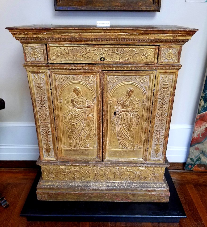 Credenza (cabinet), Italy, 1550-1600 with later elements, walnut, gesso, gilding, wrought iron - Hyde Collection - Glens Falls, NY - 20180224 122629