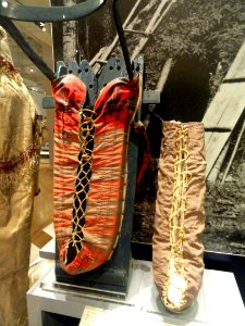 Cradleboard (left) and moss bag (right), Ojibway, Weagamow Lake, northern Ontario, c. 1954 - Royal Ontario Museum - DSC00314 photo