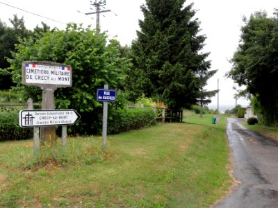 Crécy-au-Mont (Aisne) panneau Michelin route ancien chemin de tramway