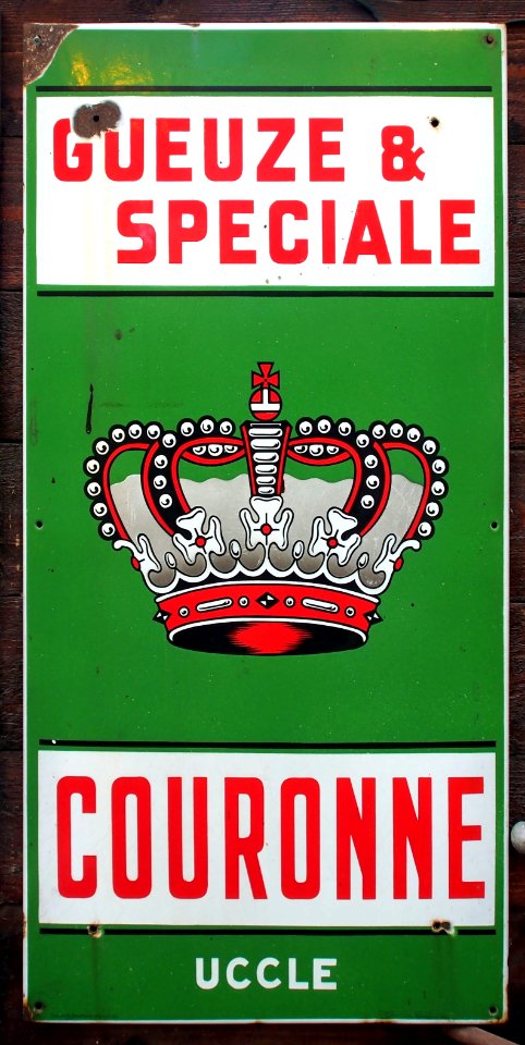 Couronne Gueuze & Speciale uccle enamel advertisment