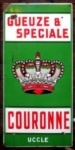Couronne Gueuze & Speciale uccle enamel advertisment