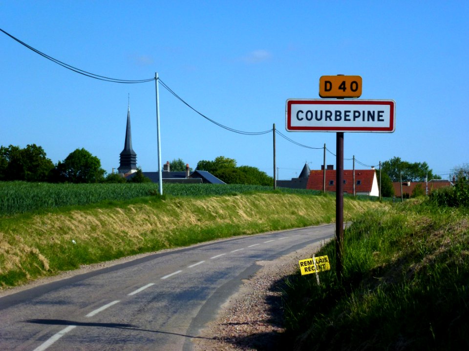 Courbépine (Eure, Fr) city limit sign Courbépine