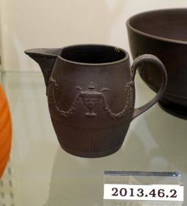 Cream pot, E. J. Birch and Co., Shelton, Staffordshire, England, 1796-1805, black basalt stoneware, HD 2013.40.1 - Flynt Center of Early New England Life - Deerfield, Massachusetts - DSC04696