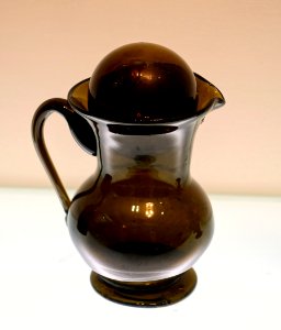 Creamer with ball cover, Stoddard Glass Works (New Hampshire), c. 1850-1860, glass - Currier Museum of Art - Manchester, NH - DSC07992