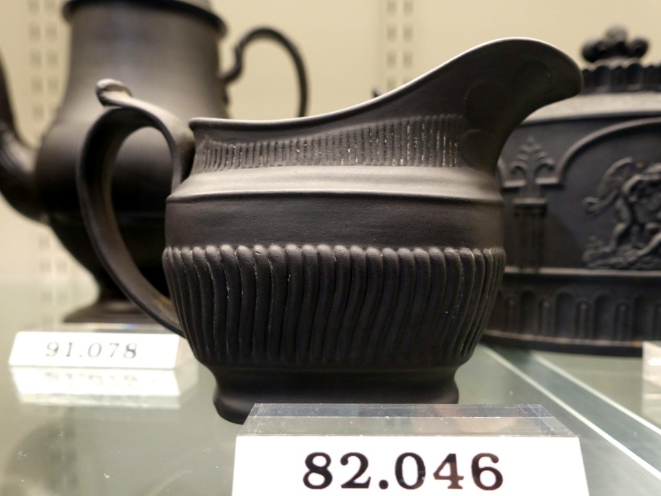 Cream pot, Staffordshire, England, 1790-1815, black basalt stoneware, HD 82.046 - Flynt Center of Early New England Life - Deerfield, Massachusetts - DSC04681