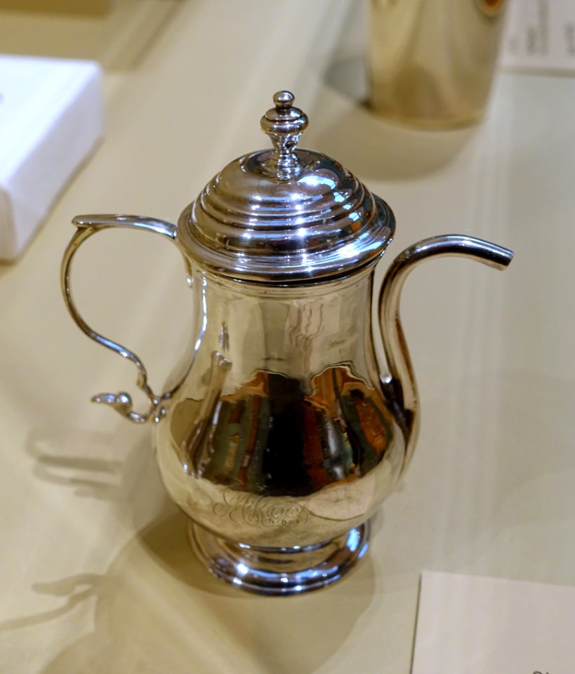 Covered spout cup, Samuel Edwards, Boston, c. 1733, silver - Currier Museum of Art - Manchester, NH - DSC07966