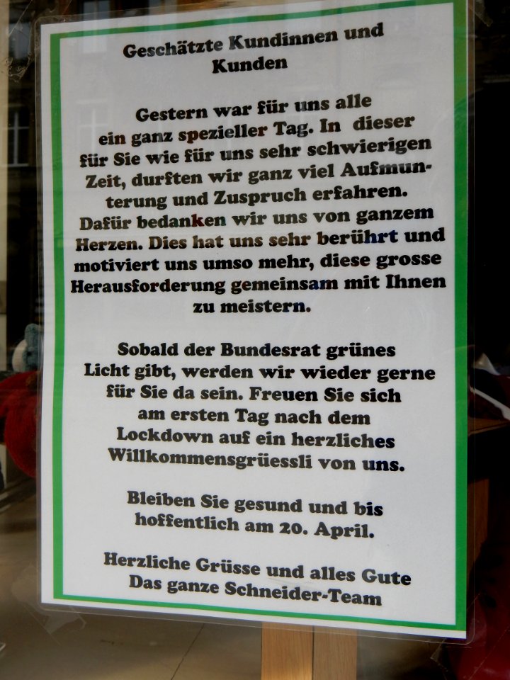 COVID-19 Closed Shop in Bern 25
