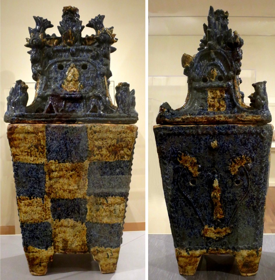 Covered mortuary urn from Okinawa, Honolulu Museum of Art 5854.1-.2