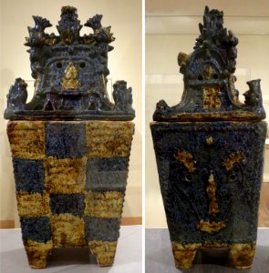 Covered mortuary urn from Okinawa, Honolulu Museum of Art 5854.1-.2