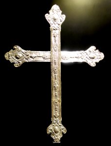 Cross, Goa, India, 1750-1800 AD, silver on wood, iron spike - Museu do Oriente - Lisbon, Portugal - DSC07037
