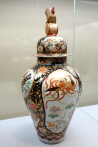 Covered Jar, Imari ware, Edo period, 18th century, Chinese lion and phoenix design in underglaze blue and overglaze enamel - Tokyo National Museum - DSC05337