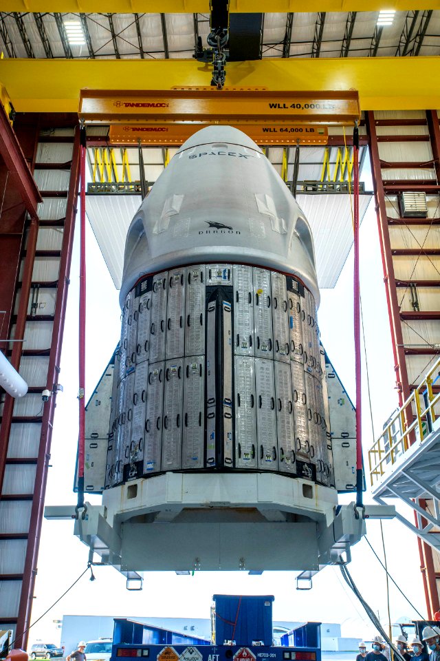 Crew Dragon Resilience on crane