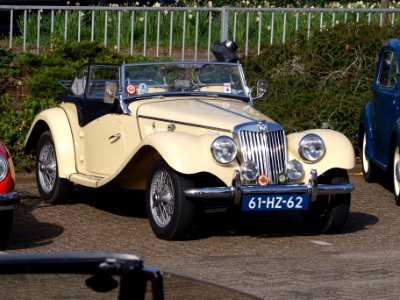 Cream coloured MG TF, Dutch registration 61-HZ-62