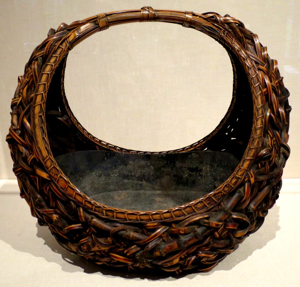 Crescent-shaped flower basket from Japan, c. 1928, Honolulu Museum of Art